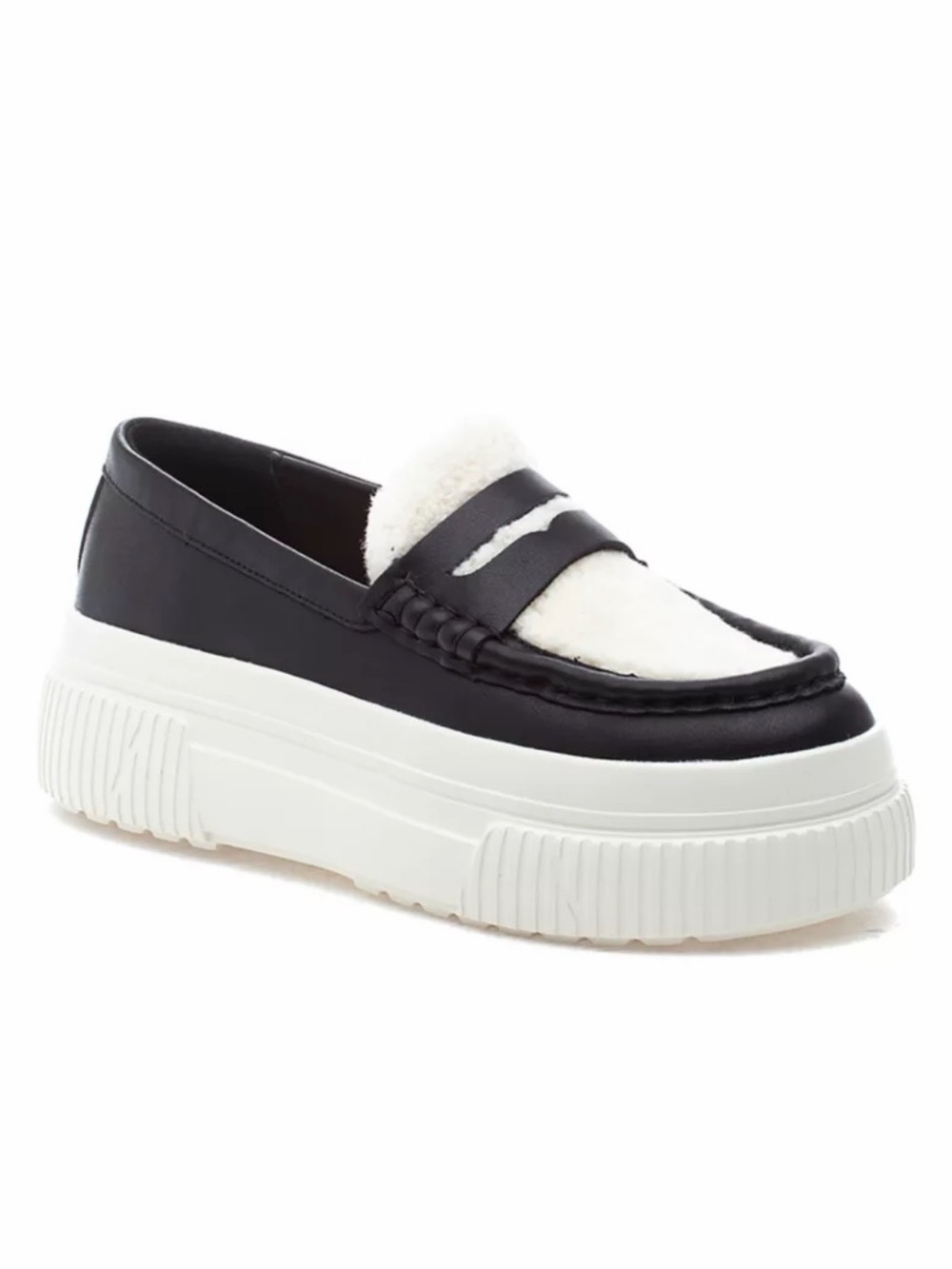 J/ Slides | Women’s Willy Leather Loafer Black and White Platform